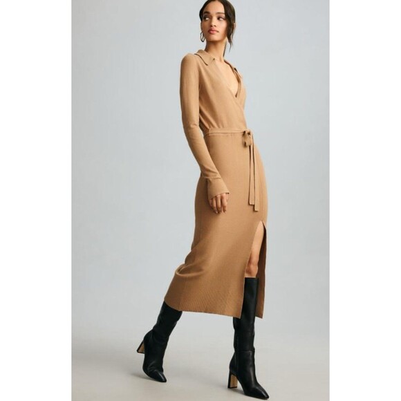 Anthropologie Paige Sweater Dress Women Carmen Carmel Preppy Stretch Sz XSP NWT